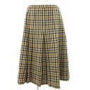 【中古】ダックス DAKS フレアスカート イージ ギャザー ロング ミモレ チェック柄 サイドジップ 66 M 茶 ブラウン 黒 ブラック /GV レディース...