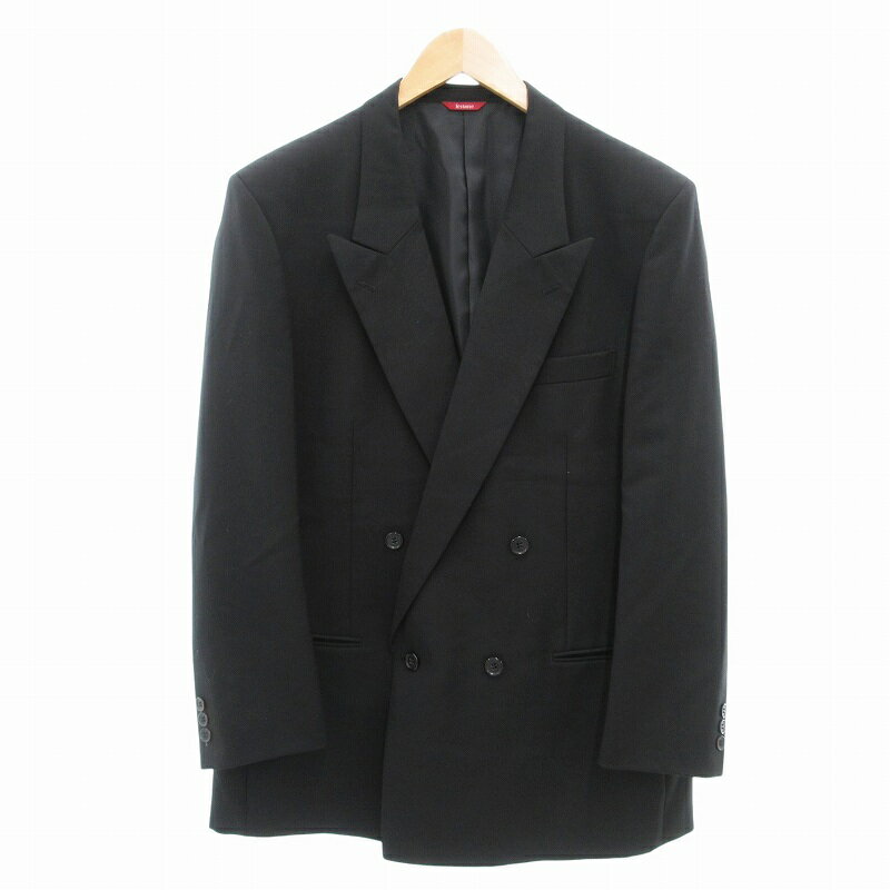 【中古】ダーバン DURBAN スーツ セットアップ ビジネス フォーマル ジャケット パンツ ダブル ウール 4B 総裏地 98AB6 黒 ブラック /FF ■GY18 メンズ 【ベクトル 古着】 250404