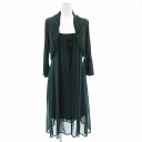 【中古】シビラ SYBILLA アンサンブルニット カーディガン ボレロ ノースリーブワンピース 羽織 ひざ丈 シフォン タック M 緑 グリーン /GV レデ...