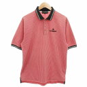 【中古】ルコックスポルティフ le coq sportif GOLF COLLECTION ポロシャツ ロゴ刺繍 ストライプ 半袖 M 赤 レッド /FF メンズ 【ベクトル 古着】 250517