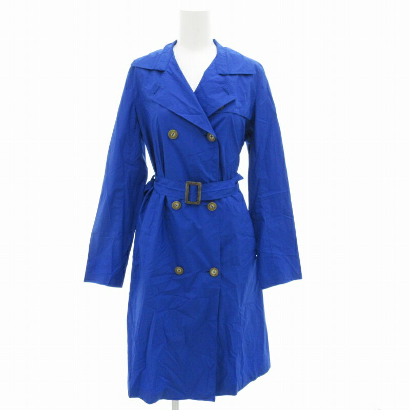 【中古】マッキントッシュフィロソフィー MACKINTOSH PHILOSOPHY トレンチコート レインコート ジャケット ロング ダブル ベルト付 36 S 青 ブルー /GV レディース 【ベクトル 古着】 250107