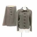 【中古】ジュンコシマダ JUNKO SHIMADA セットアップ スーツ ジャケット スカート ひざ丈 ボタンデザイン ステンカラー 9 グレー /JS レディ...