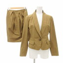 【中古】49アベニュー ジュンコシマダ 49AV. junko shimada セットアップ ジャケット スカート ひざ丈 ショールカラー シャーリング 38 ベージュ /JS レディース 【ベクトル 古着】 250503