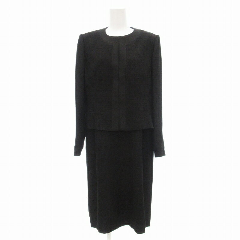 【中古】パティオウェア PATIOWEAR セットアップ ブラックフォーマル ノーカラージャケット ワンピース ミモレロング 喪服 13 黒 ブラック /JS レディース 【ベクトル 古着】 250503