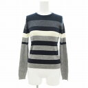 【中古】ジョンスメドレー JOHN SMEDLEY × アナイ 別注 コラボ 美品 リブニット セーター ボーダー 長袖 メリノウール S グレー /JS レディース 【ベクトル 古着】 250502(4)
