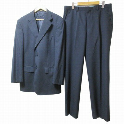 【中古】サヴィルロウ Savile Row ブリタニア生地 大きいサイズ セットアップ スーツ シングル テーラード ジャケット 背抜き 2B パンツ スラックス ウール フォーマル ビジネス 100AB7 LL相当 紺 ネイビー ■GY22 X メンズ 【ベクトル 古着】 250611