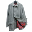 【中古】バラクータ BARACUTA ヴィンテージ ステンカラーコート メルトンジャケット 裏地チェック ウール 比翼仕立て 38 約M 灰 グレー ■GY22 0603 メンズ 【ベクトル 古着】 250603