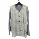 【中古】アクアスキュータム AQUASCUTUM カーディガン チェック 切替 グレー ベージュ L メンズ 【ベクトル 古着】 250701