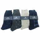 【中古】未使用品 アクアスキュータム AQUASCUTUM 靴下 クルーソックス 4足セット 総柄 チェック 25-27cm ネイビー カーキ 系 0724 メ...
