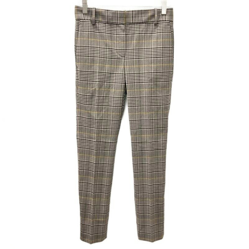 【中古】セオリー Theory 美品 STRAIGHT TROUSER 2 チェックパンツ ストレッチ 0 約XS ベージュ ブラウン 系 ■YHS2 0911 レディース 【ベクトル 古着】 250911