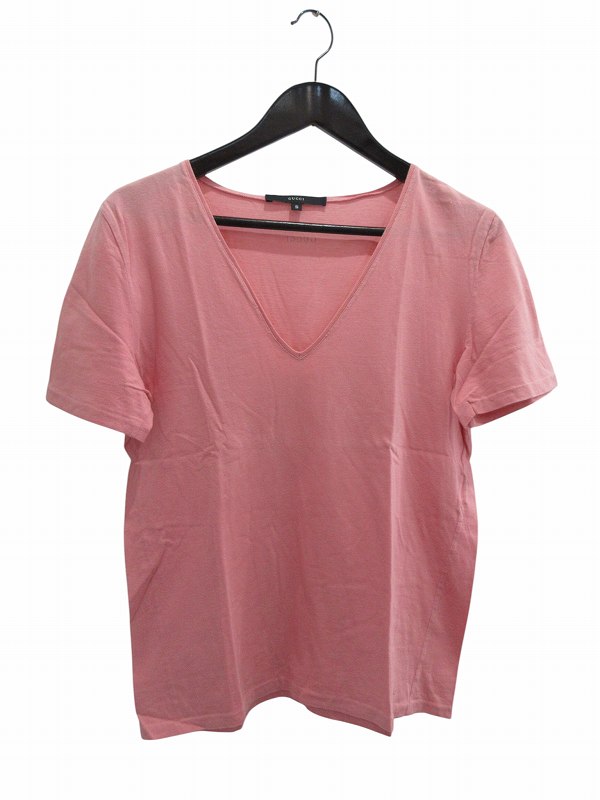 gucci///////////////\' - 【中古】グッチ GUCCI 半袖 Tシャツ Vネック 綿 コットン ヴィンテージ ピンク S レディース 【ベクトル 古着】 260618