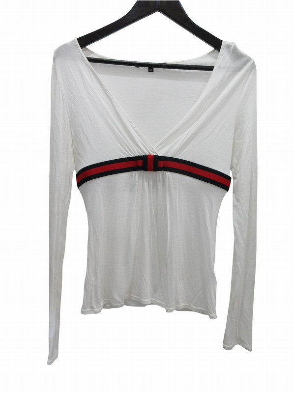gucci///////////////\' - 【中古】グッチ GUCCI トップス 長袖 ホワイト レーヨン XSサイズ レディース 【ベクトル 古着】 260619