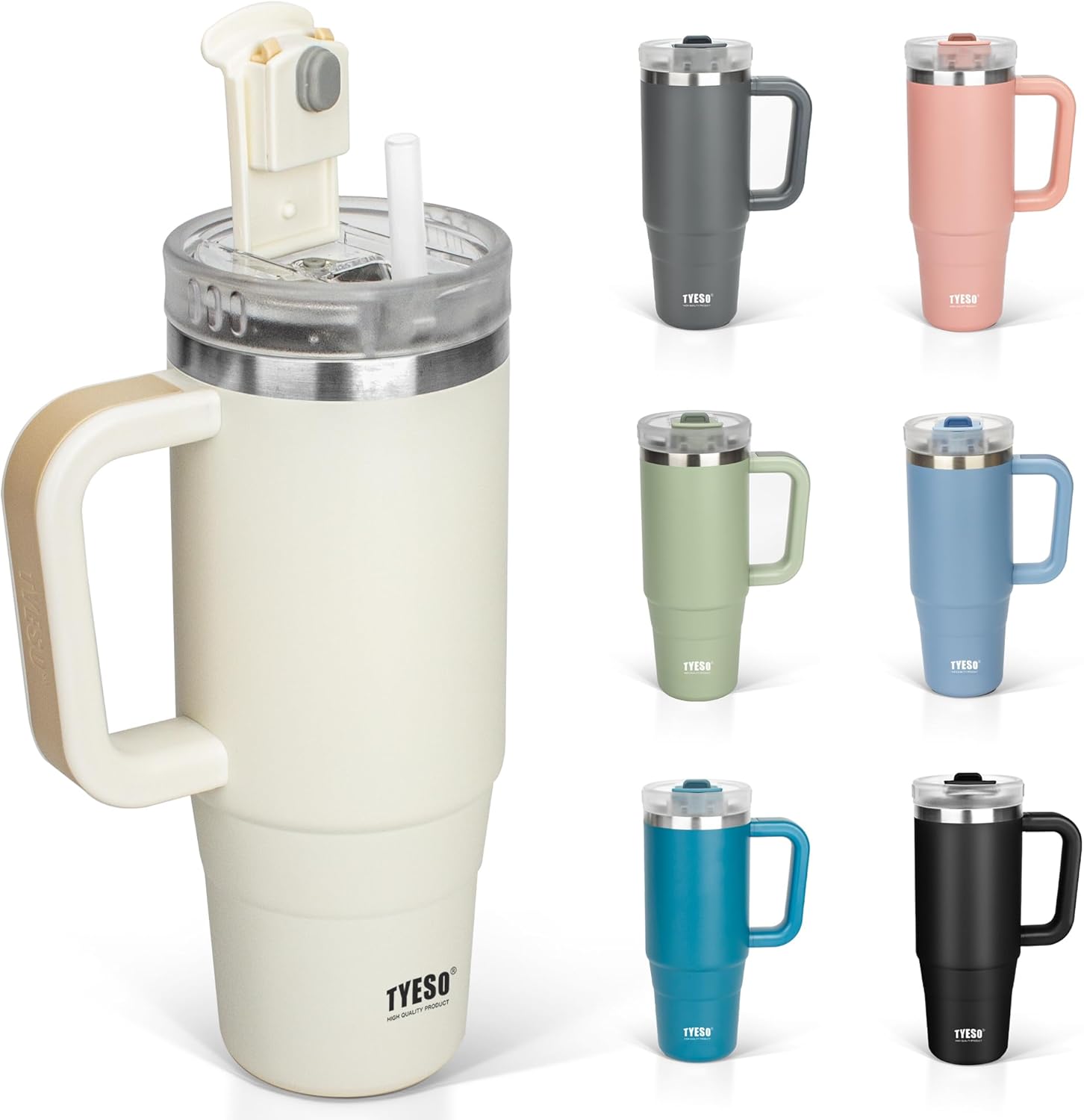 水筒 タンブラー 1.2L 0.9L 保冷 ステンレスボトル ウォーターボトル ストロー 取っ手付き ジョッキ アウトドア 真空断熱 二重構造 広口 大容量 直飲 女の子 男の子 1200ml ホワイト