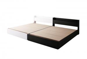 Rakuten - 棚・コンセント・収納付き大型モダンデザインベッド ベッドフレームのみ ワイドK280(D×2)