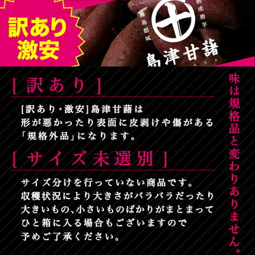 !訳あり激安!【島津甘藷】熟成★紅はるか 10kg(サイズ未選別2Lサイズ〜2Sサイズ)