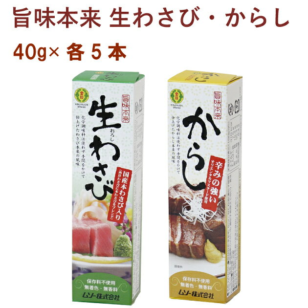 ムソー 旨味本来 生わさび40g・からし40g 各5本（合計10本）