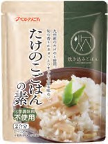 九州産のたけのこを使用。季節もので、下処理が大変なたけのこごはんを簡単に食べることができます。炊き上がりのごはんの色を薄くし、上品なごはんの素に仕上げました。原材料：たけのこ（国産）、砂糖、しょうゆ（小麦・大豆を含む）、発酵調味料、かつおだし、食塩、昆布だし、魚しょう、焼酎（米焼酎、麦焼酎、酒かす焼酎）、穀物発酵液（玄米、食塩、はだか麦、もちあわ、もちきび、ひえ、ハト麦、赤米、黒米）内容量：150g　数量：6パック　製造販売者：ベストアメニティ