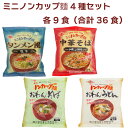トーエー ミニノンカップ麺4種セット タンメン風塩味 中華そば和風しょうゆ味 おわんそば おわんうどん 各9食(合計36食)