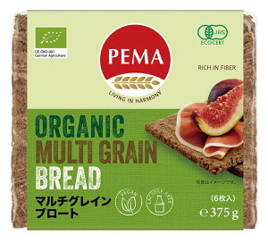 PEMA 有機全粒ライ麦パン（マルチグレインブロート） 375g（6枚）　6パック