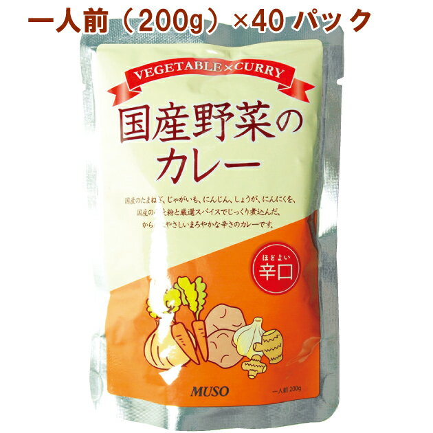 レトルトカレー 国産野菜のカレー 辛口 200g×40パック 国産原料使用 母の日