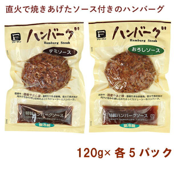 フリーデン 惣菜 フリーデン ハンバーグ デミソース120g・ おろしソース120g 各5パック（合計10パック）冷蔵惣菜　温めるだけ