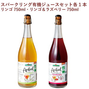 【予約】クリスマス　スパークリングジュースセット　有機リンゴ・有機リンゴ&ラズベリー　750ml各1本　※11月30日（木）注文締切　12月13日（水）〜発送予定　ストレート果汁100%　ノンアルコール炭酸飲料　砂糖不使用