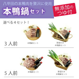 野菜付き本鴨鍋セット 八甲田本鴨肉 野菜3品 無添加スープ付 3人前