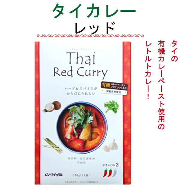 タイカレー（レッド）170g×6パック 本場タイの有機カレーペースト使用のレトルトカレー