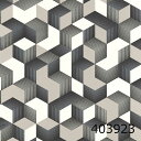 ドイツ製 輸入壁紙キューブ　cube　ジオメトリック　幾何学　白黒フリース（不織布）素材1ロール 53cm×10m　403923★P10倍★