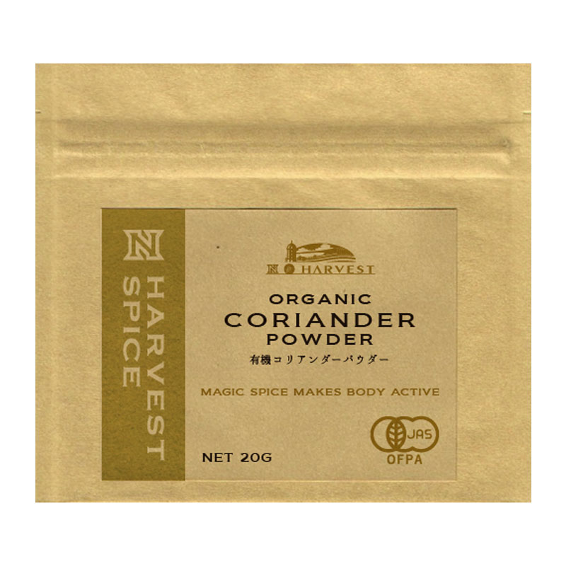 商品情報 名称 有機コリアンダーパウダーOrganic Coriander Powder 内容量 20g 成分 有機コリアンダー 注意事項 ●開封後は吸湿や虫害を避けるためしっかり密閉し、賞味期限に関わらずお早めにお召し上がり下さい。 保存方法 直射日光・高温多湿を避けて保存 製造者 エヌ・ハーベスト東京都杉並区松庵3-31-17-1F 区分 食品 原産国 インド、トルコ、オーストリア KEYWORD: 香辛料 スパイス ハーブ オーガニック 有機栽培 胡荽子 コエンドロ商品説明 有機JAS認定 さわやかな香りのスパイス！ コリアンダーは柔らかな甘みと柑橘類のような酸味の香りがするスパイスです。 カレーにピクルスにと幅広い用途にお使いいただけます。 コリアンダーの種であるコリアンダーシードは、ピクルスやソースのアクセントなどに利用されたり、粉に挽いてカレーの素（ガラムマサラ）として使われたりと、料理の幅が広いスパイスです。 ミルクとともにコリアンダーを入れて紅茶を煮出したり、ウォッカやジンに漬け込む場合もあります。 N HARVEST／エヌ・ハーベスト エヌ・ハーベストは、環境に配慮して作られた食品や雑貨の普及と、オーガニック／エコロジー／フェアトレードという視点の提案、有機農業を実践する生産者と消費者の架け橋となることを目指しています。 商品について 名称有機コリアンダーパウダー 内容量20g 成分 有機コリアンダー 注意事項 ●開封後は吸湿や虫害を避けるためしっかり密閉し、賞味期限に関わらずお早めにお召し上がり下さい。 保存方法 直射日光・高温多湿を避けて保存 広告文責セプト商品開発研究所有限会社 製造者 エヌ・ハーベスト東京都杉並区松庵3-31-17-1F 区分食品 原産国 インド、トルコ、オーストリア