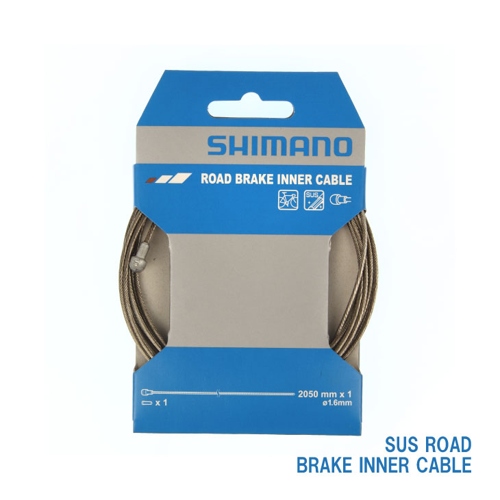 SHIMANO SUS ROAD BRAKE INNER CABLE 2050mm×1 ■ROAD SUSブレーキ インナーケーブル ■φ1.6mm×2050mm(1本) ■インナーエンドキャップ(1個)付き ■SHIMANO CODE：(Y80098330)(ISMBCINNER03) ■JAN：(4524667603054)(4550170326975) ※商品のスペック・パッケージ・デザインは予告なく変更される場合がございます。 　予めご了承ください。