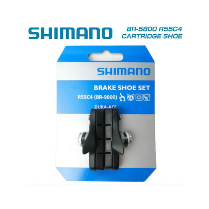 (SHIMANO)シマノ BRAKE SHOE for ROAD ロード用ブレーキシュー R55C4(BR-5800L) ブラック 1ペア(Y88T98020)(4524667883524)(キャリパーブレーキ用)