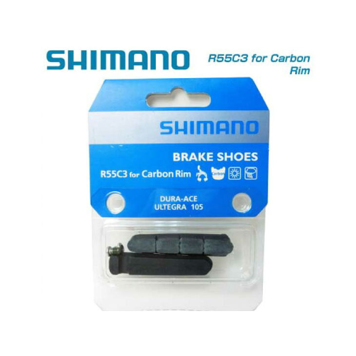 (即納)(メール便対応商品)SHIMANO シマノ BRAKE SHOE R55C3 カートリッジタイプ ブレーキシュー＆固定ネジ（左右ペア）カーボンリム用(4524667722212)