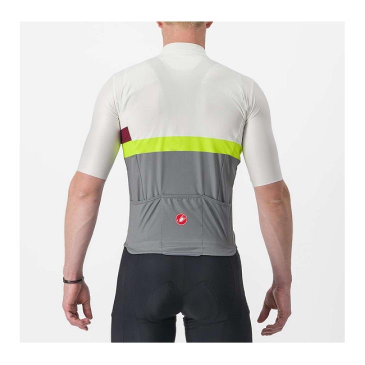 CASTELLI カステリ A BLOCCO JERSEY ブロッコ 半袖ジャージ アイボリー/ボルドー エレクトリック ライム メンズ ウェア 2