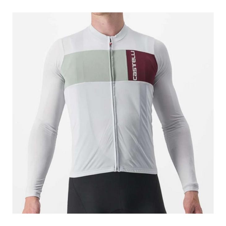 CASTELLI カステリ PROLOGO 7 LONG SLEEVE JERSEY プロロゴ 7 ロングスリーブ ジャージ 長袖 シルバーグレー/ディフェンダーグリーン ボルドー メンズ ウェア 1