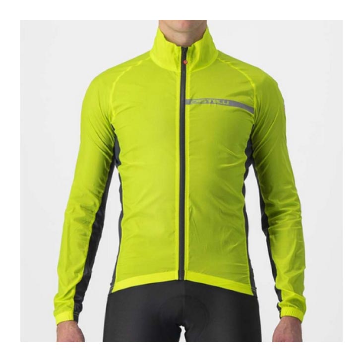 CASTELLI カステリ SQUADRA STRETCH JACKET スクアドラ ストレッチ ジャケット 長袖 エレクトリックライム/ダークグレー メンズ ウェア