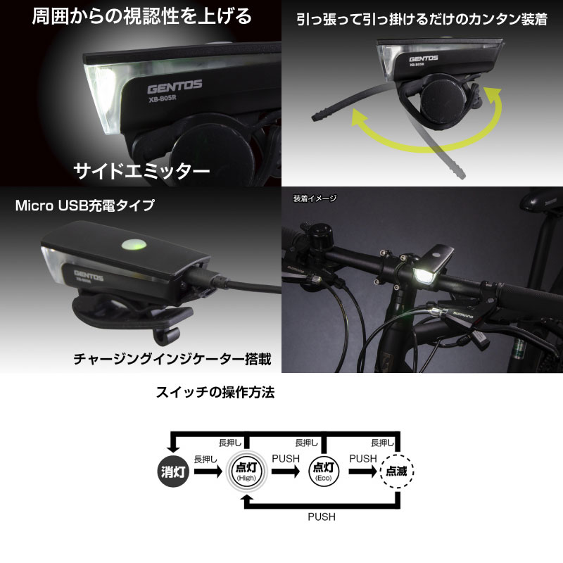 GENTOS ジェントス XB-B05R HEAD LIGHT ヘッドライト 最大160ルーメン USB充電式 (...