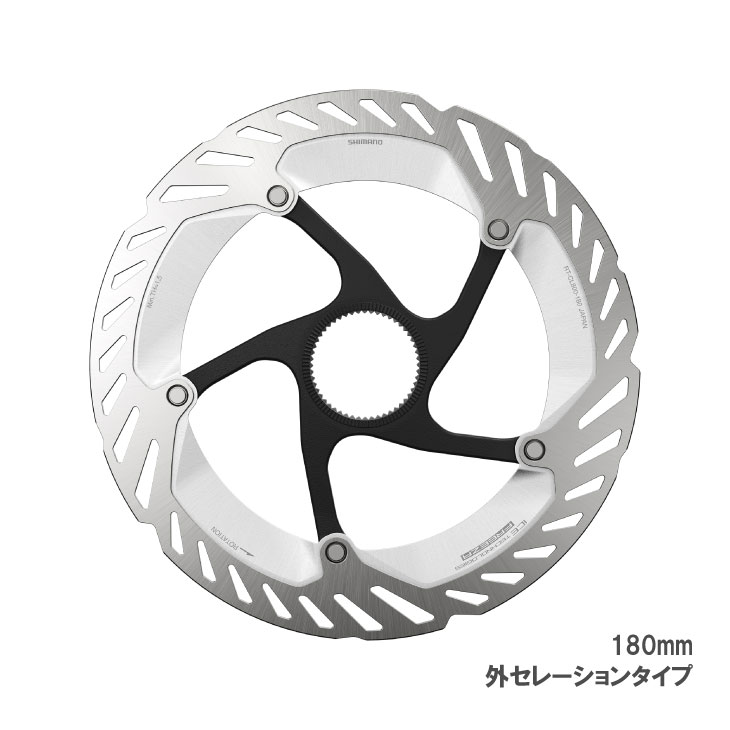 ■サイズ：180mm ■平均重量：約139g ■センターロック ■外セレーションタイプ ロックリング付属 ■ICE TECHNOLOGIES FREEZA ■SHIMANO CODE：IRTCL800ME ■JAN：4550170309565 ※商品のスペック・パッケージ・デザインは予告なく変更される場合がございます。 　予めご了承ください。SHIMANO RT-CL800 DISC BRAKE ROTOR 外セレーションタイプ どんな状況でも静かなブレーキコントロールを ●優れた放熱性により、これまで以上に静かで、長く急な下り坂でも常に安定したブレーキ性能を発揮 ●新設計のアーム形状は堅ろう性を高め、静音性を向上