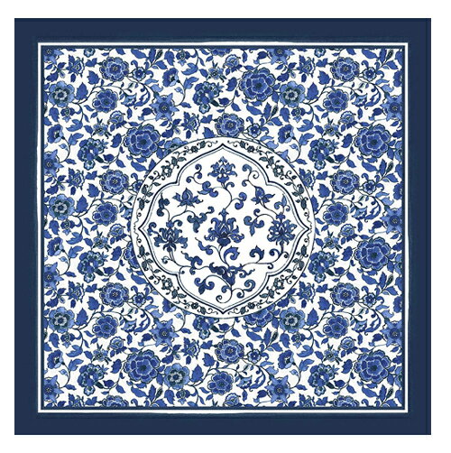 乐天商城 - ＜ネコポス→送料無料！＞朝倉染布 風呂敷 約96×96cm 超撥水風呂敷ながれ 平織 染付更紗【朝倉染布 風呂敷 約96×96cm】【クレジット決済・振込のみ】【代引き決済不可】【包装・熨斗不可】