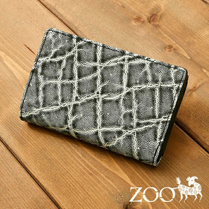 M - zoo【ズー】ZMW-029 日本製 本革象革 ゾウ革 エレファント 短財布 二つ折り財布 二つ折り 財布 YKK ファスナー 小銭入れ 札入れ 鞄 メンズ財布 カード入れ ウォレット 通勤 ZOOズー
