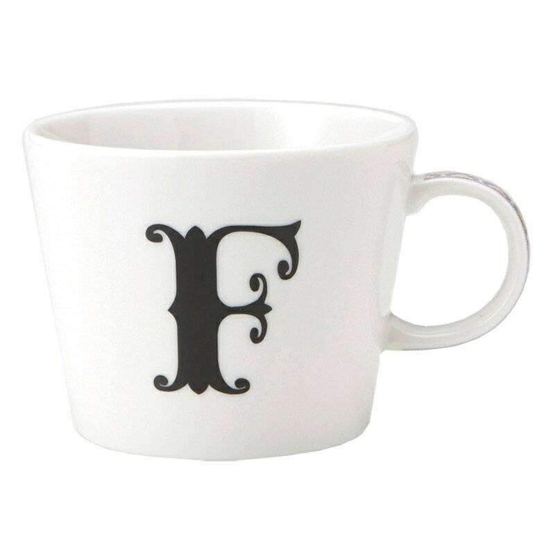 アルファベット プレート付 マグカップ イニシャル マグカップ ＆小皿 ギフトセット F 東欧風ALPHABET MUG お洒落デザイン食器 陶器製 日本製誕生日ギフト 取寄品 【プレゼント】【誕生日ギフト】【結婚祝い】【のし利用可】