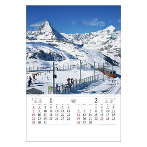 壁掛けカレンダー2023年 2023 Calendar トーハン DX スイス SWITZELAND フィルム フォト トーダン 写真 世界風景 インテリア 令和5年暦 予約
