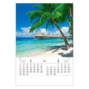 壁掛けカレンダー2023年 2023 Calendar トーハン DX マリンブルー フィルム フォト トーダン 写真 世界海風景 インテリア 令和5年暦 予約
