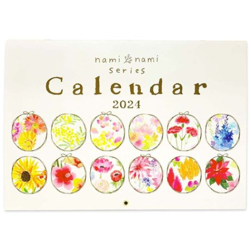 A2壁掛けカレンダー2024年 2024 Calendar nami nami スケジュール クローズピン インテリア ガーリーイラスト 令和6年暦