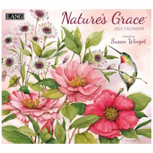 壁掛けカレンダー2025年 2025 Calendar LANG ラング Nature'S Grace Susan Winget カントリー フラワー インテリア 令和7年暦