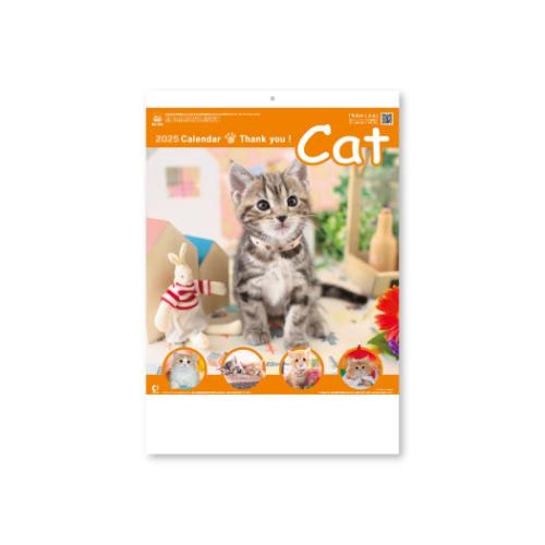 壁掛けカレンダー2025年 2025Calendar サンキュー キャット スケジュール ねこ 新日本カレンダー 実用 書き込み インテリア 令和7年暦
