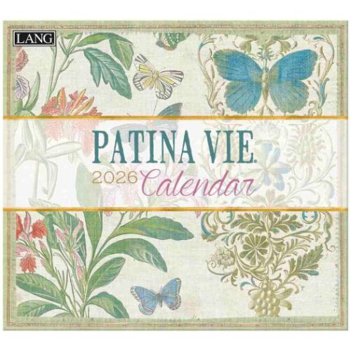 壁掛けカレンダー2026年 2026 Calendar LANG ラング Patina Vie Patina Vie カントリー フラワー 蝶 イ..