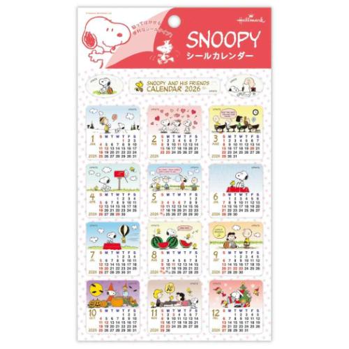 シールカレンダー 2026 Calendar スヌーピー SNスクエアピーナッツ ピーナッツ 日本ホールマーク カレ..