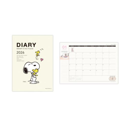 A5マンスリーダイアリー 2026 diary スヌーピー SNA5クリームハグ ピーナッツ 日本ホールマーク 10月始..