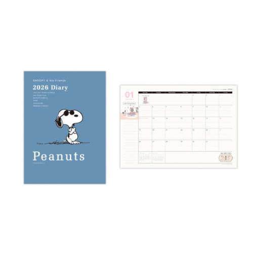 A5マンスリーダイアリー 2026 diary スヌーピー SNA5スモーキーブルージョークール ピーナッツ 日本ホ..